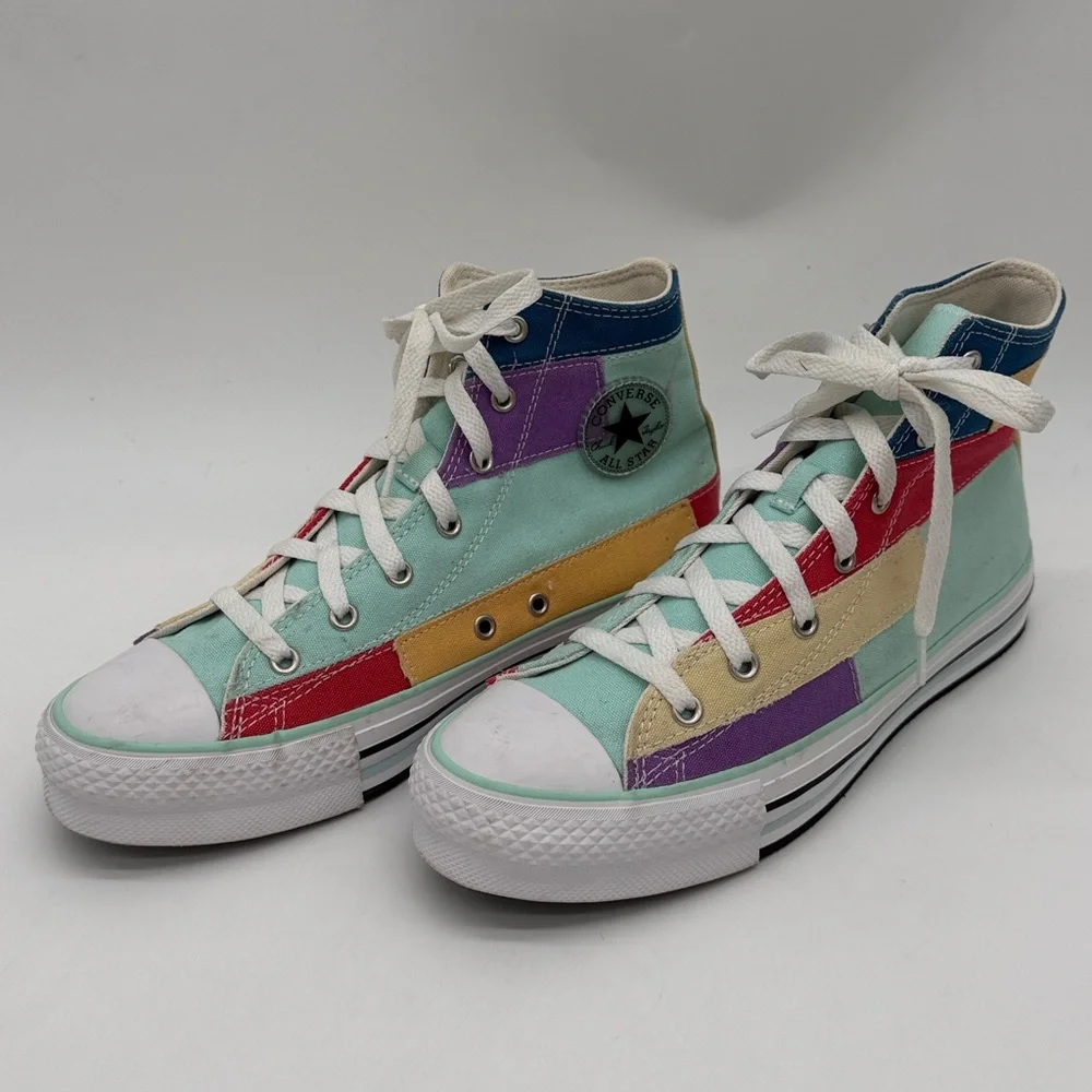 Converse Chuck Taylor All Star Lift Hi Sneaker-Patchwork Color Block Big Girl 7
